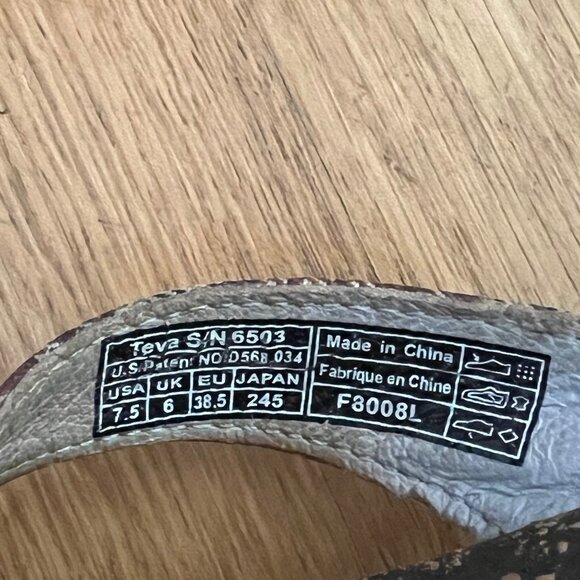 Teva Size 7.5 Brown Plaid Ventura Leather Toe Post Thong Flip Flop Sandals #6503 - Picture 12 of 16